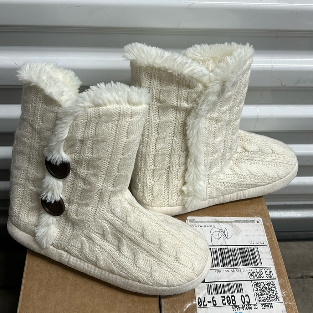 White slipper booties
